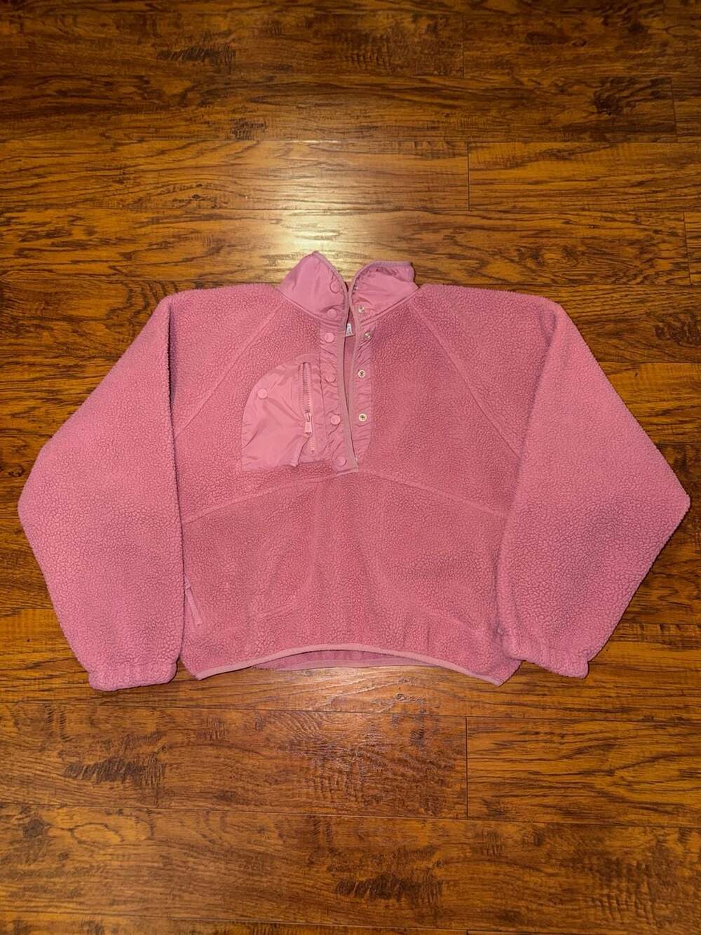Free People Hit The Slopes Pullover Size L Pink Sherpa Fleece